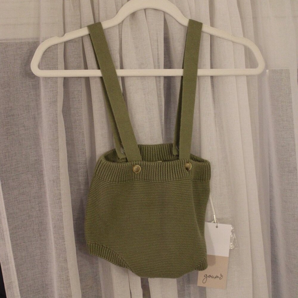 NWT GUOMI Kids Knit Suspender Bloomers – Artichoke, Size 2T